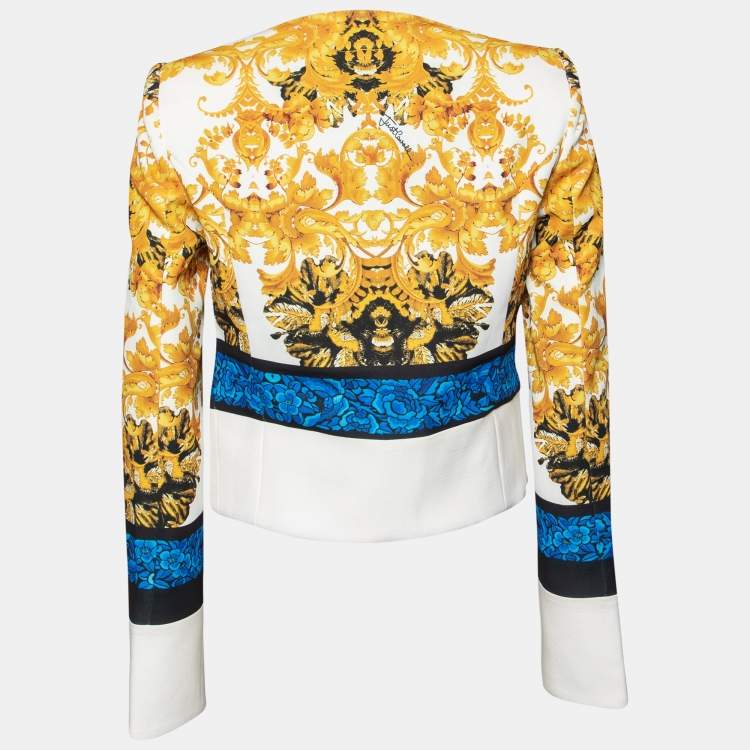 Pre Owned Just Cavalli Multicolor Printed Crepe Button Front Short Jacket S