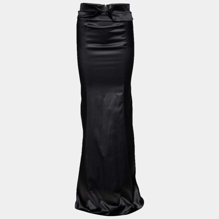 Pre Owned Just Cavalli Black Satin Mermaid Maxi Skirt S