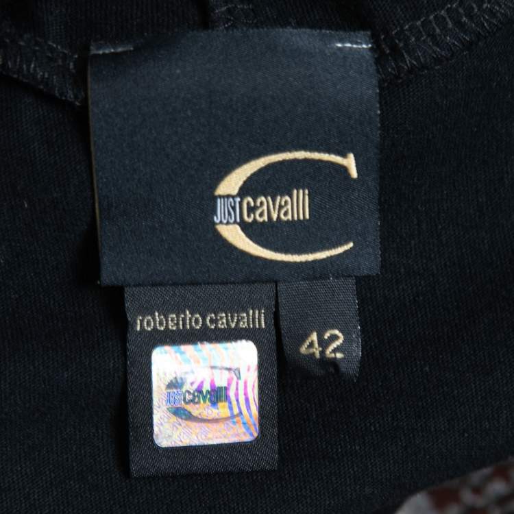 Pre Owned Just Cavalli Black  Printed Cotton Top M