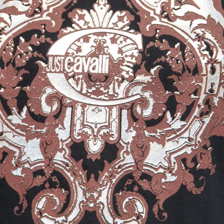 Pre Owned Just Cavalli Black  Printed Cotton Top M