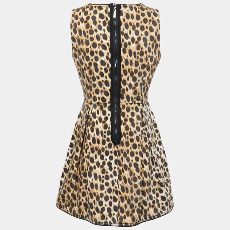 Pre Owned Just Cavalli Brown/Black Leopard Print Denim Sleeveless Mini Dress M