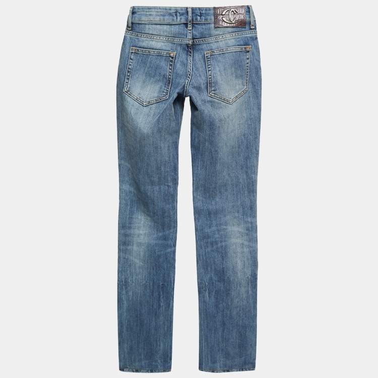 مملوكة مسبقًا Just Cavalli Light Blue Denim Straight Leg Jeans M Waist 28"