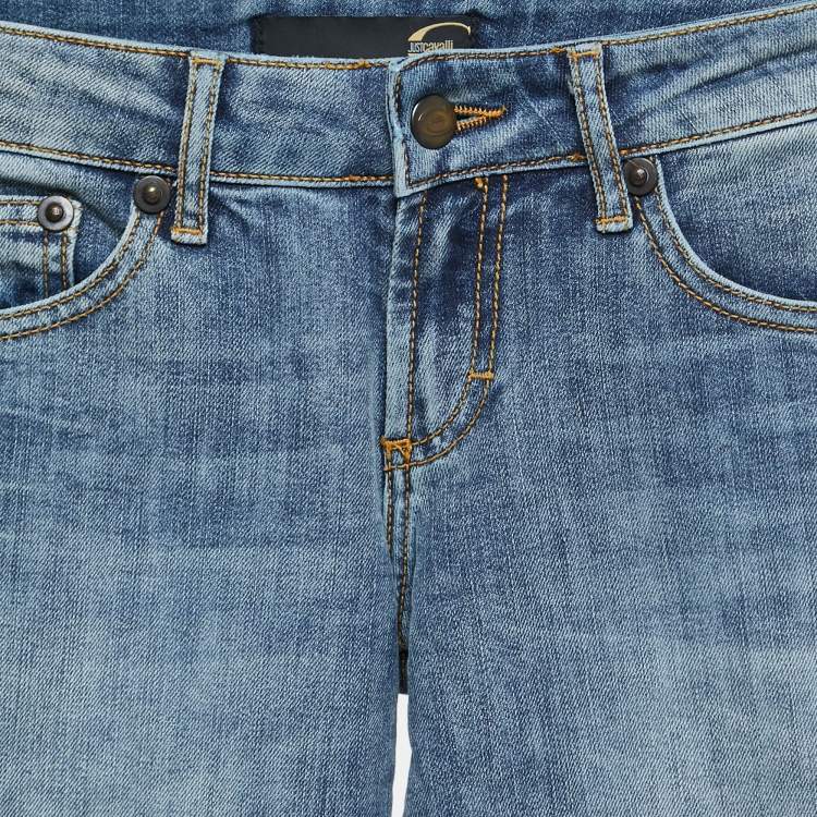 مملوكة مسبقًا Just Cavalli Light Blue Denim Straight Leg Jeans M Waist 28"