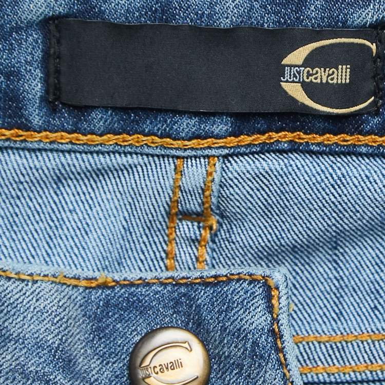 مملوكة مسبقًا Just Cavalli Light Blue Denim Straight Leg Jeans M Waist 28"