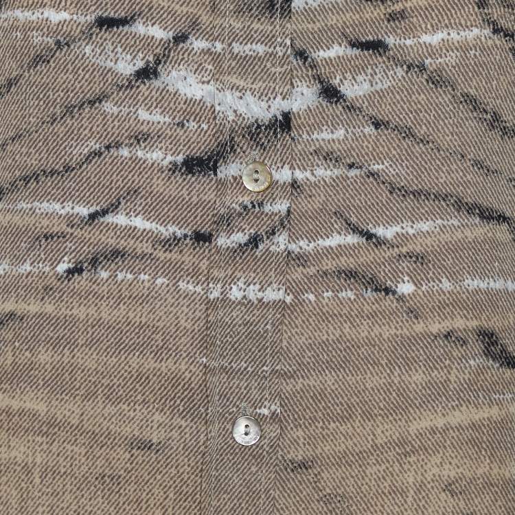 مملوكة مسبقًا Just Cavalli Beige Animal Printed Georgette Button Front Shirt L