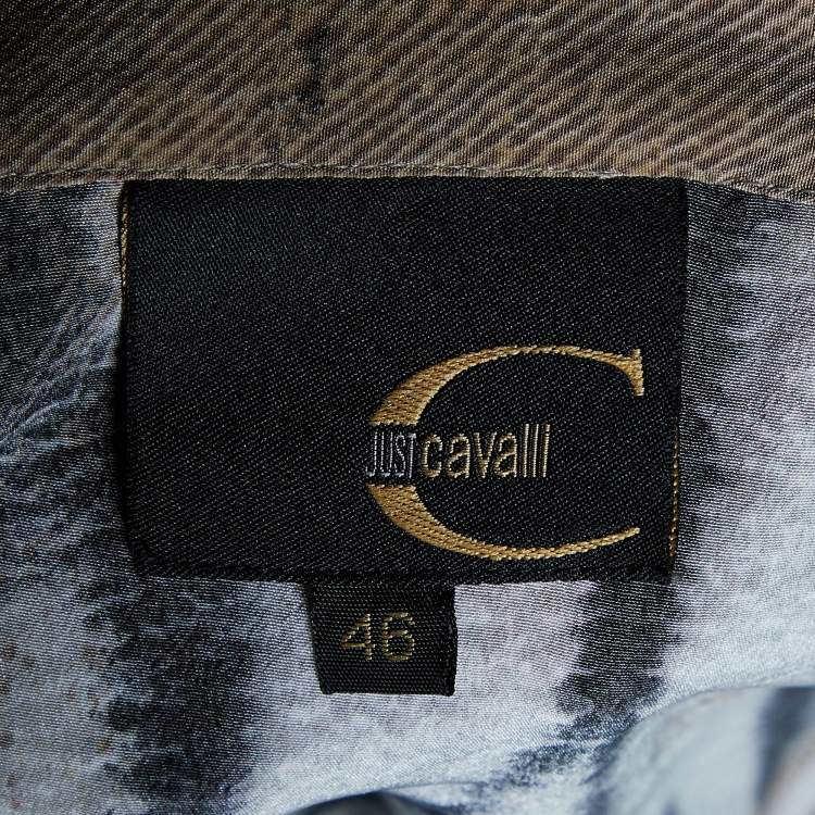 مملوكة مسبقًا Just Cavalli Beige Animal Printed Georgette Button Front Shirt L