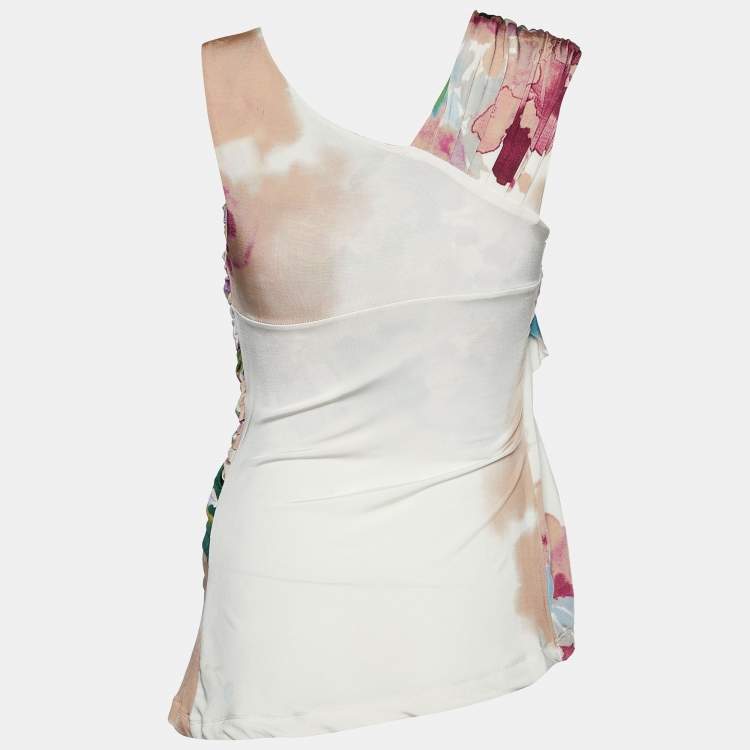 Pre Owned Just Cavalli Multicolor Printed Jersey Draped Sleeveless Top S