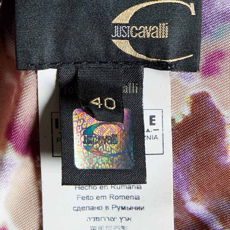 Pre Owned Just Cavalli Multicolor Printed Jersey Draped Sleeveless Top S