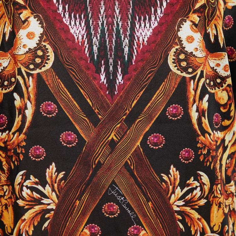 Pre Owned Just Cavalli Black Printed Cotton Knit Oversized T-Shirt M
