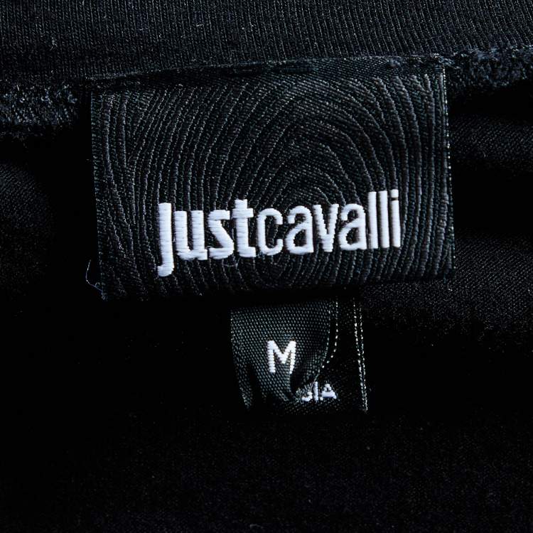Pre Owned Just Cavalli Black Printed Cotton Knit Oversized T-Shirt M
