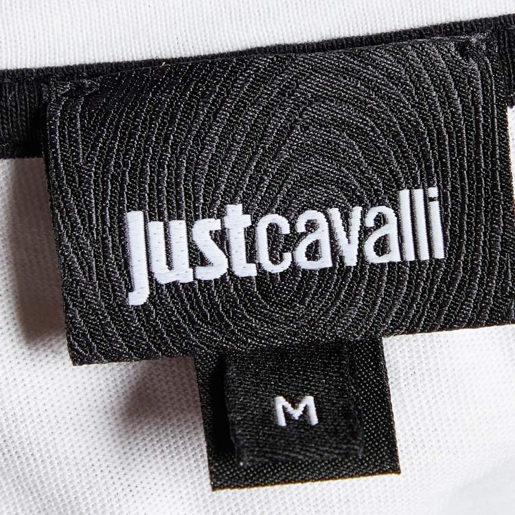 Pre Owned Just Cavalli White Cotton Knit Star Studded T-Shirt M