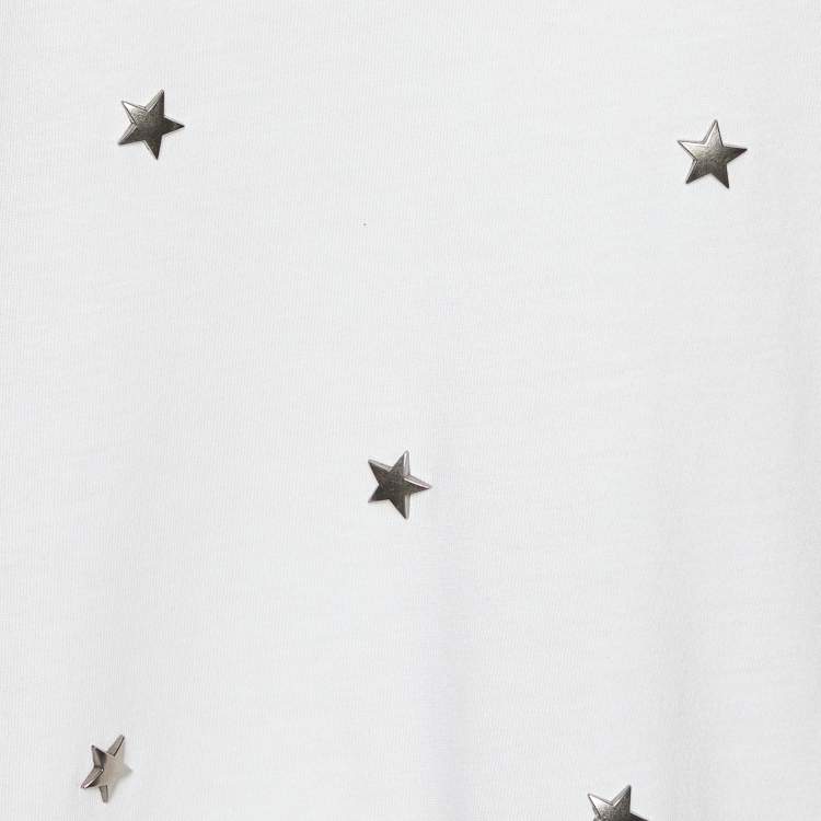 Pre Owned Just Cavalli White Cotton Knit Star Studded T-Shirt M