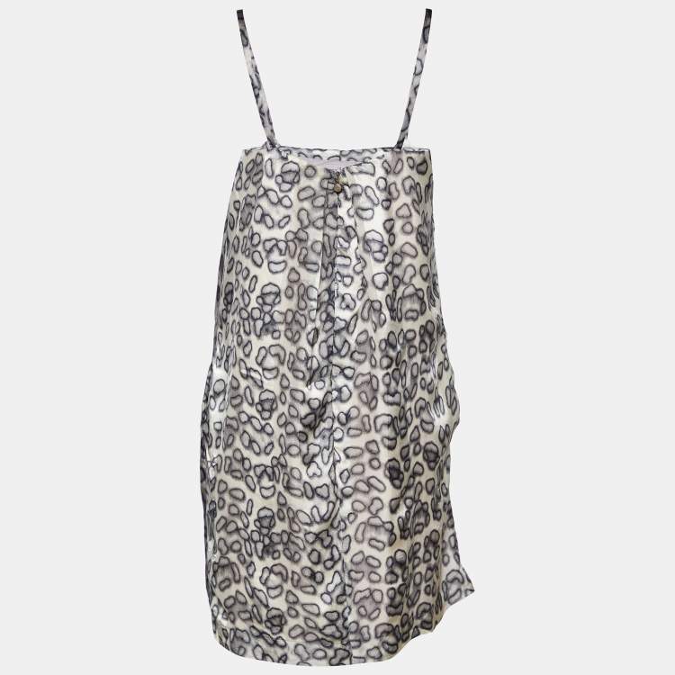 Pre Owned Just Cavalli Grey Animal Printed Silk Wrap Mini Dress M