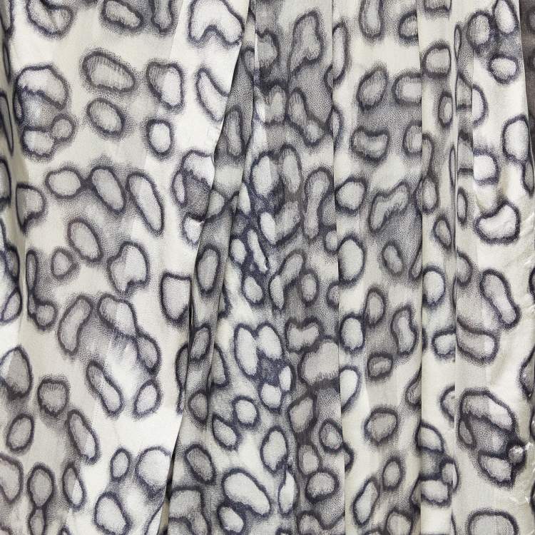 Pre Owned Just Cavalli Grey Animal Printed Silk Wrap Mini Dress M