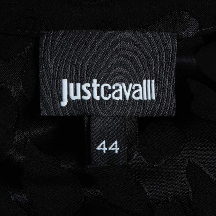 Pre Owned Just Cavalli Black Textured Crepe Tie Detail Short Shirt Dress M