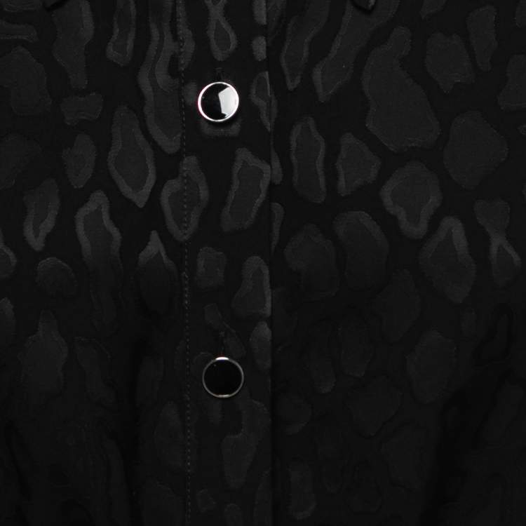 Pre Owned Just Cavalli Black Textured Crepe Tie Detail Short Shirt Dress M