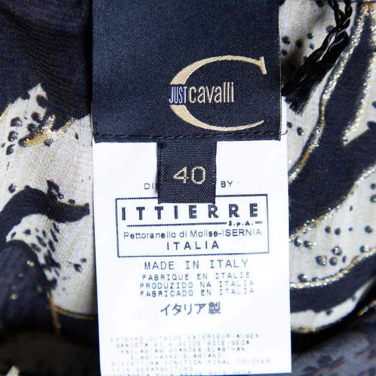 Pre Owned Just Cavalli Black Floral Printed Silk Ruffled Corset Detail Mini Dress S