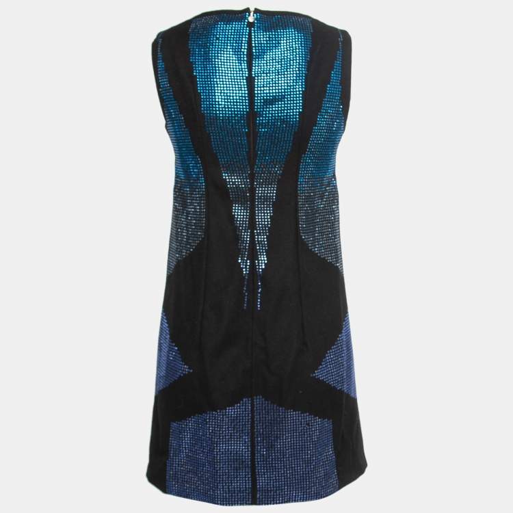 Pre Owned Just Cavalli Black Embellished Wool Sleeveless Mini Dress S