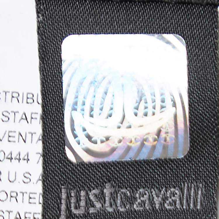 Pre Owned Just Cavalli Black Leather Button Detail Sleeveless Zip Front Short Dress S