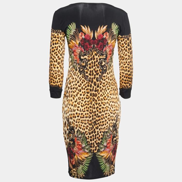 Pre Owned Just Cavalli Black Animal Print Jersey Short Dress M