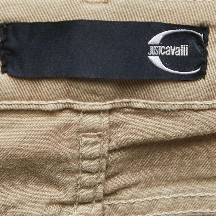 Pre Owned Just Cavalli Beige Cotton Skinny Cigarette Jeans M Waist 28"