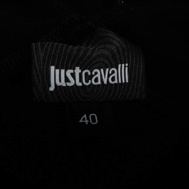 Pre Owned Just Cavalli Black Jersey V-Neck Sleeveless Flared Short Dress S
