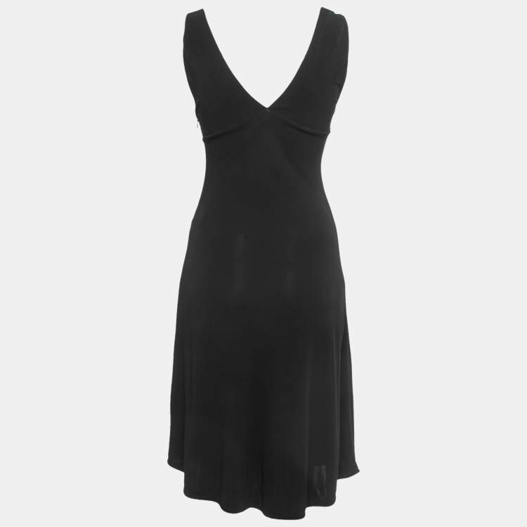 Pre Owned Just Cavalli Black Jersey V-Neck Sleeveless Flared Short Dress S