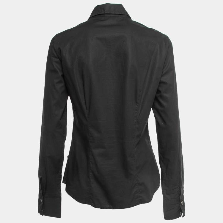 Pre Owned Just Cavalli Black Cotton Logo Crest Embroidered Shirt M