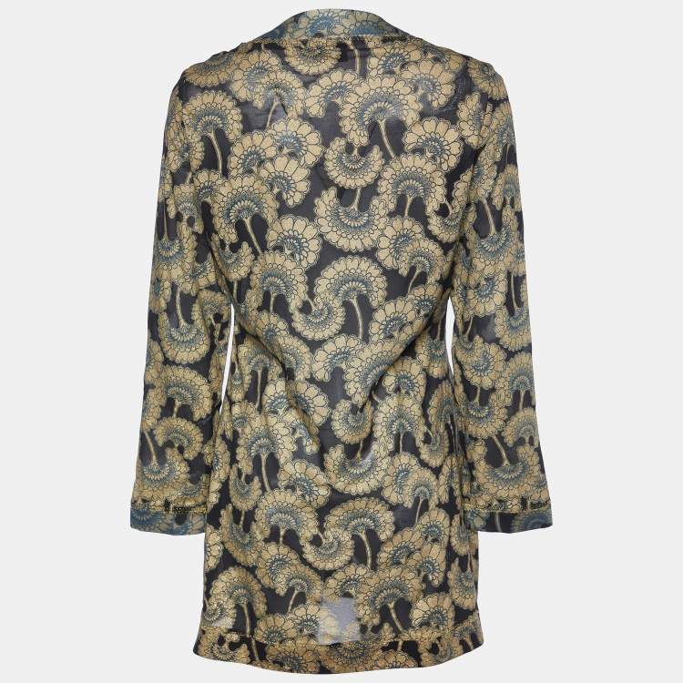 مملوكة مسبقًا Just Cavalli Black Printed Silk Tunic M