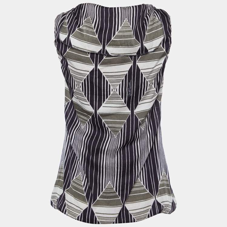Pre Owned Just Cavalli Brown Printed Silk Sleeveless Top M