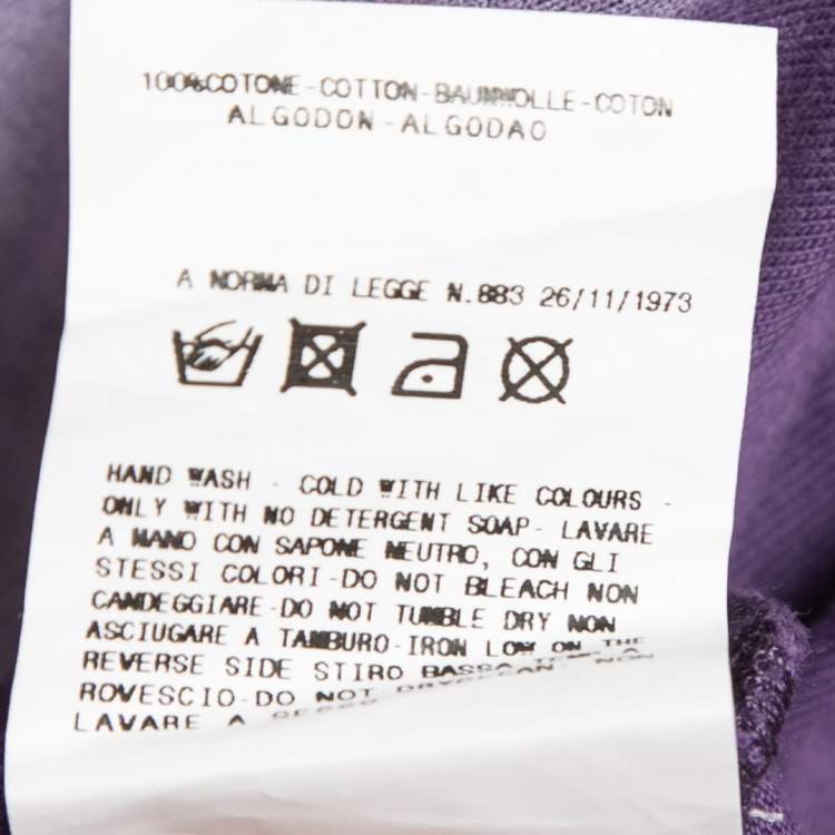 Pre Owned Just Cavalli Purple Printed Cotton V-Neck T-Shirt L