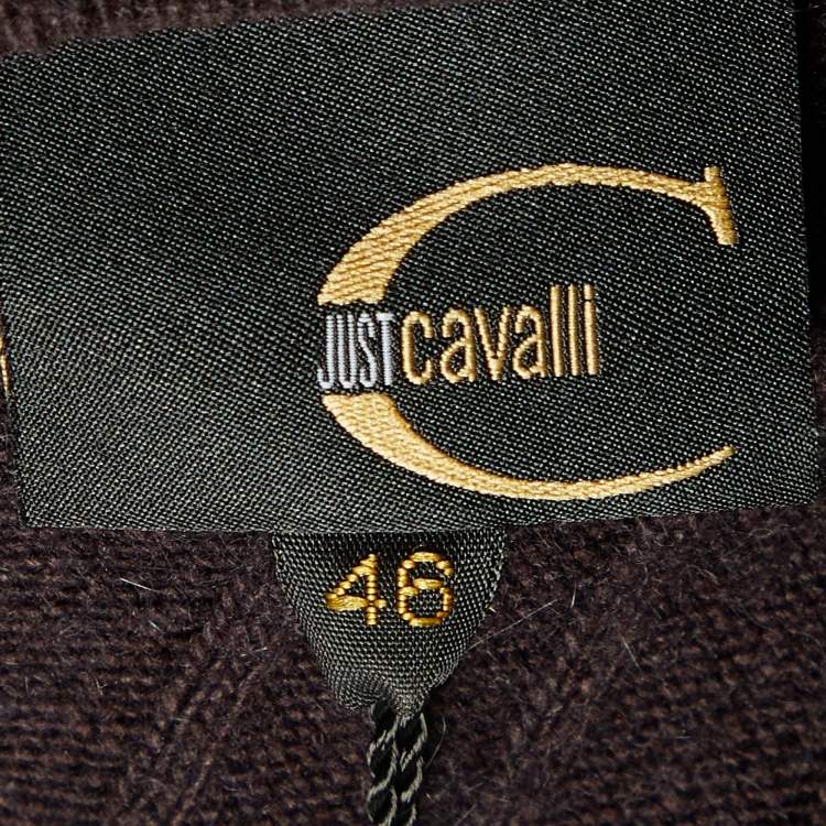 Pre Owned Just Cavalli Brown Silk Knit Button Embellished Tank Top L