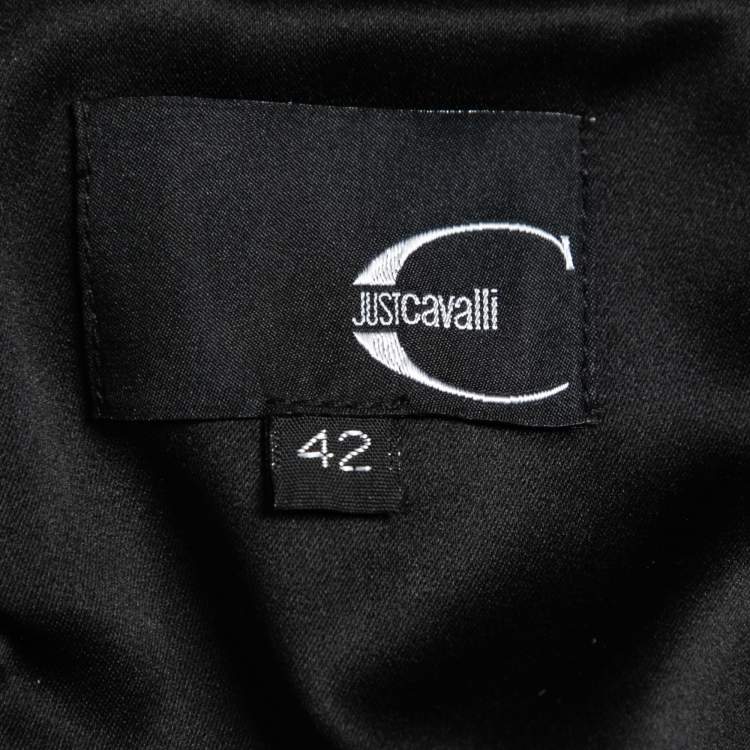 Pre Owned Just Cavalli Black Satin Sleeveless Maxi Dress M