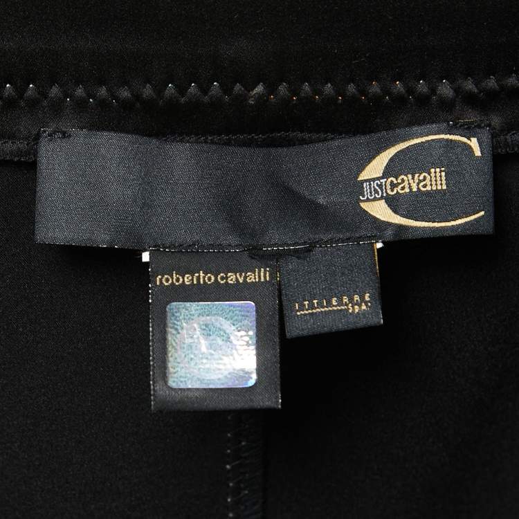 Pre Owned Just Cavalli Black Stretch Satin Peplum Skirt M