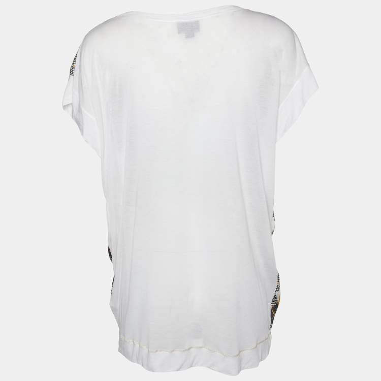 Pre Owned Just Cavalli White Printed Modal Knit Oversized Top S