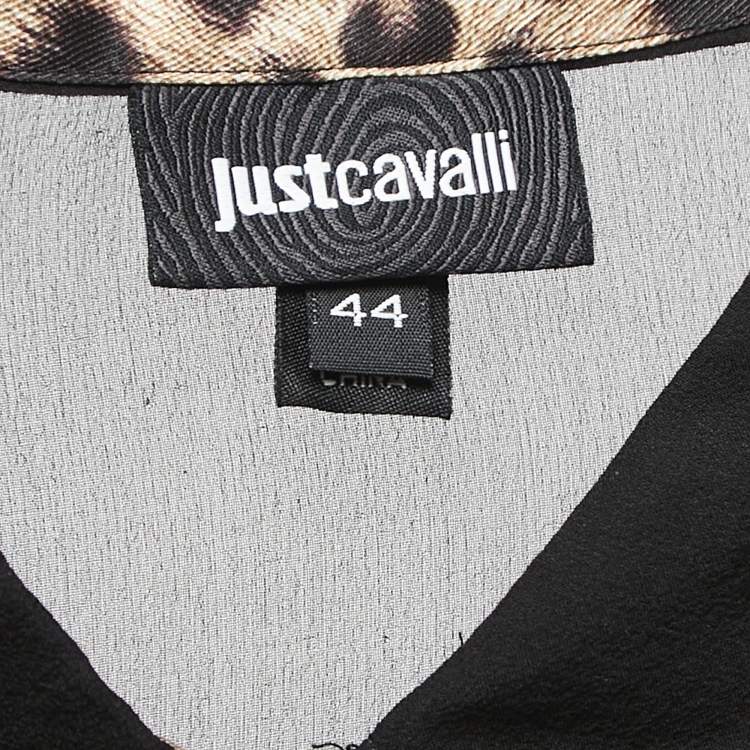 Pre Owned Just Cavalli Black Chiffon Button Front Sheer Shirt Blouse M