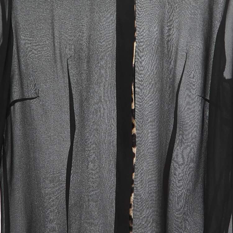 Pre Owned Just Cavalli Black Chiffon Button Front Sheer Shirt Blouse M