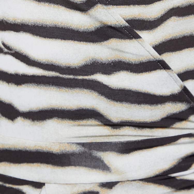 Pre Owned Just Cavalli Beige Animal Printed Jersey Knit Wrap Top M
