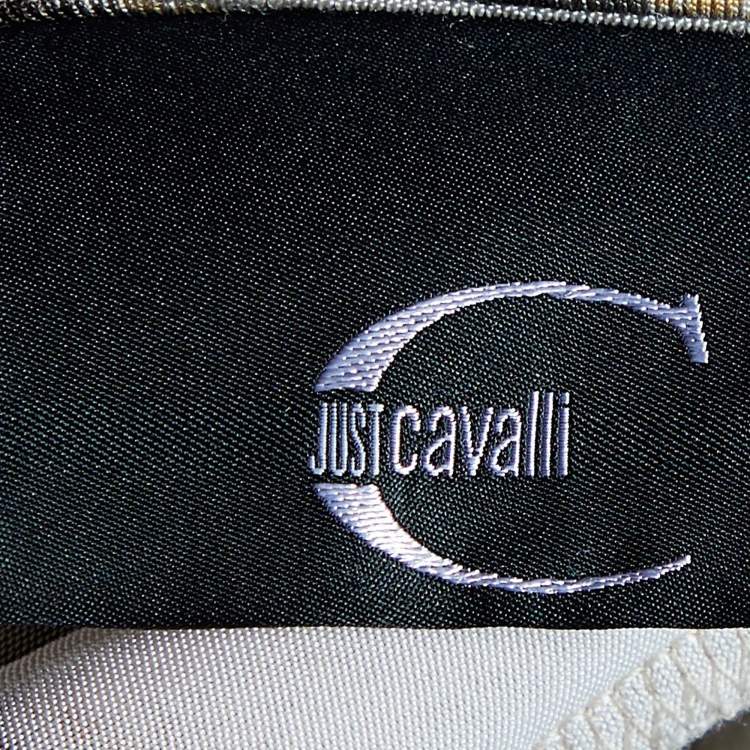 Pre Owned Just Cavalli Beige Animal Printed Jersey Knit Wrap Top M