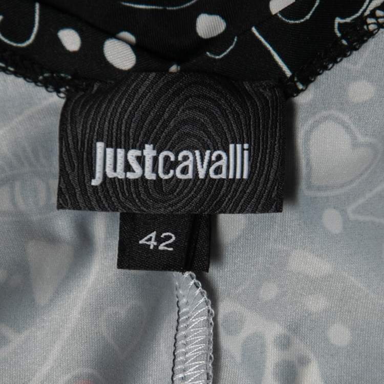 Pre Owned Just Cavalli Black  All-Over Print Stretch Nylon Mini Dress M