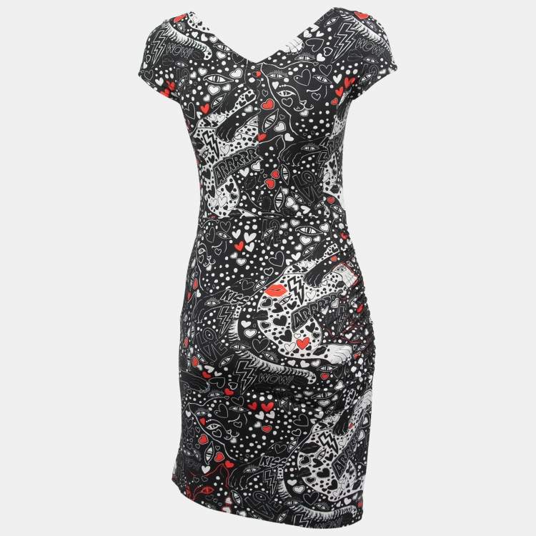 Pre Owned Just Cavalli Black  All-Over Print Stretch Nylon Mini Dress M