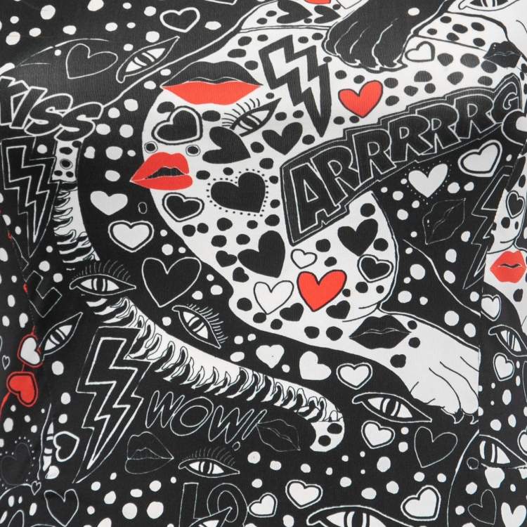Pre Owned Just Cavalli Black  All-Over Print Stretch Nylon Mini Dress M