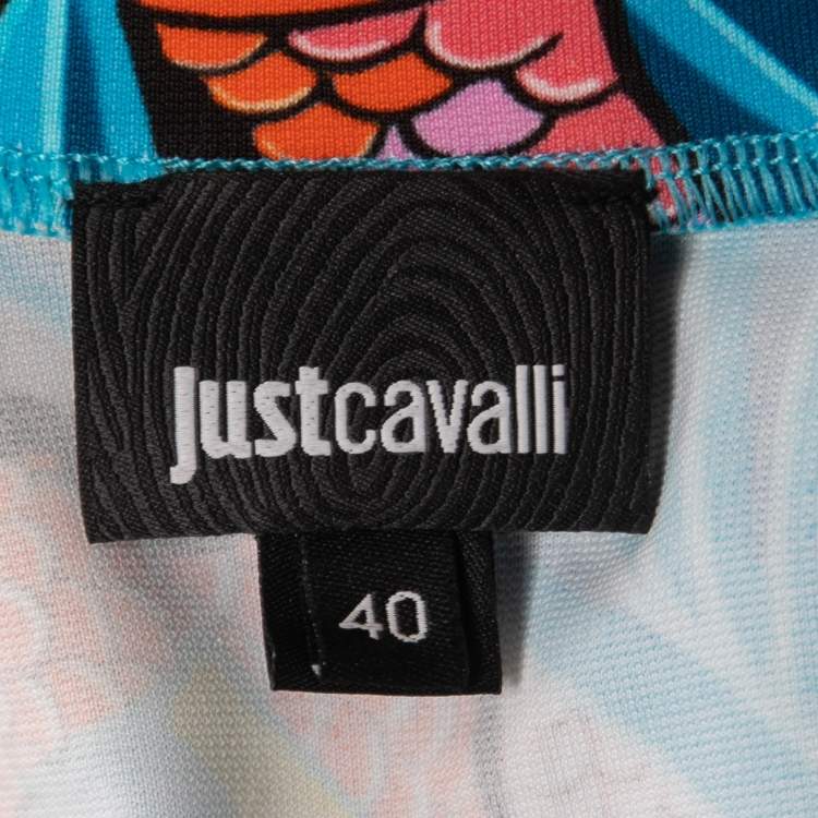 Pre Owned Just Cavalli Multicolor Snake Print Stretch Knit V-Neck Short Shift Dress S