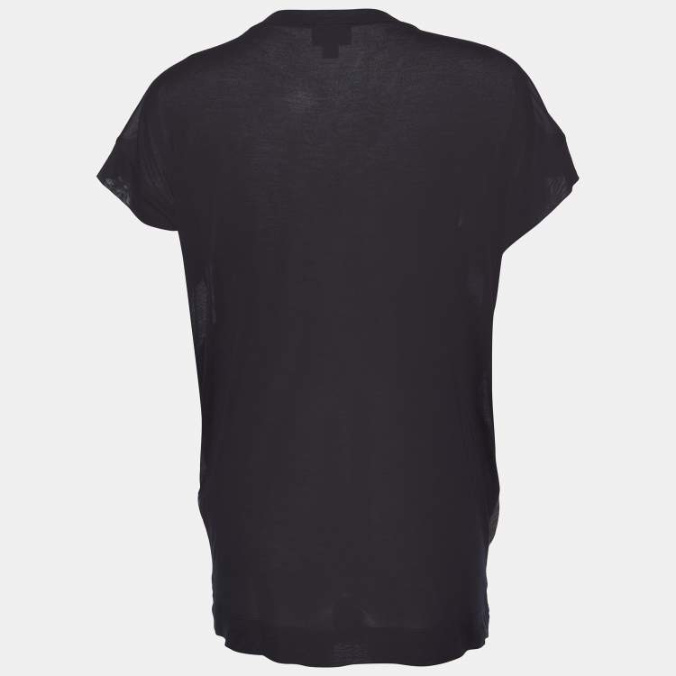 مملوكة مسبقًا Just Cavalli Black Printed Modal Knit Oversized T-Shirt S