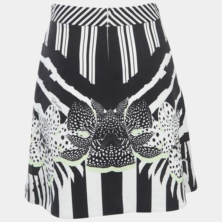 Pre Owned Just Cavalli White Printed Crepe Mini Skirt S