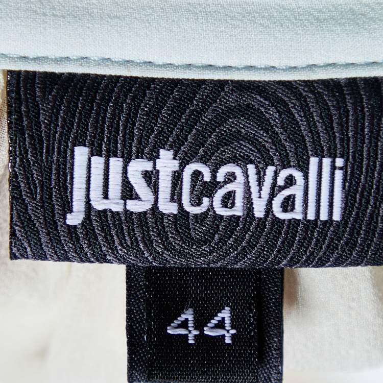 Pre Owned Just Cavalli Cream Silk & Lace Detail Top M