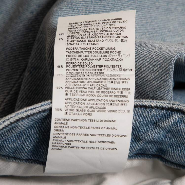 Pre Owned Just Cavalli Blue Distressed Denim Slim Fit Jeans M Waist 29"