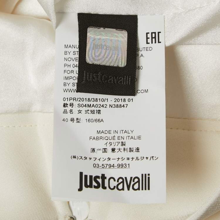 Pre Owned Just Cavalli Off White Embellished Crepe Flared Mini Skirt S
