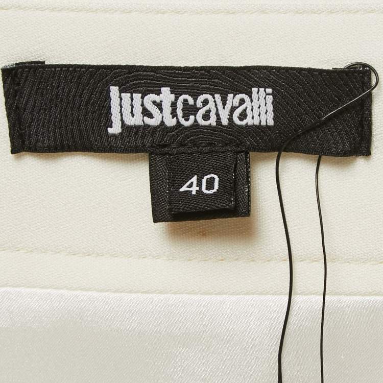 Pre Owned Just Cavalli Off White Embellished Crepe Flared Mini Skirt S