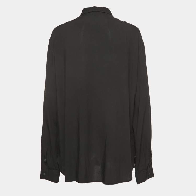 Pre Owned Just Cavalli Black Embellished Crepe Button Front Full Sleeve Shirt XXL